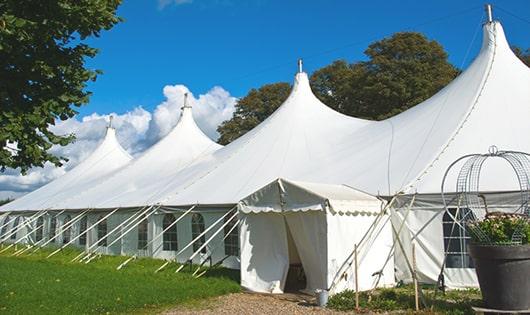 high-quality porta potties stationed at a wedding, meeting the needs of guests throughout the outdoor reception in Elsa